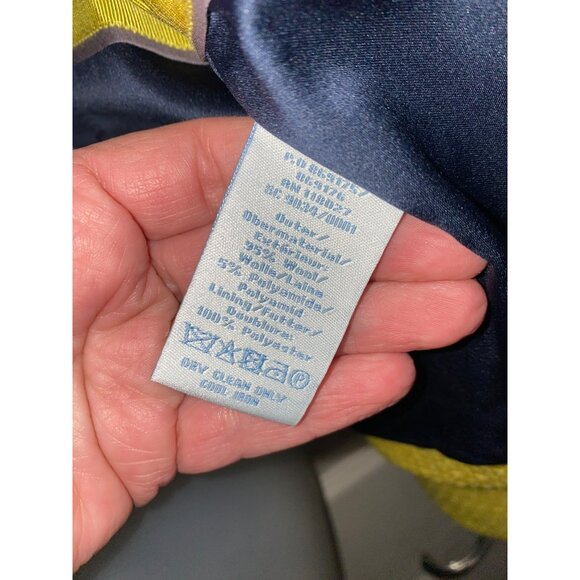 Boden Mustard Yellow Wool-Blend Peacoat Jacket Size 10 Floral Button Details Ful - Picture 6 of 10